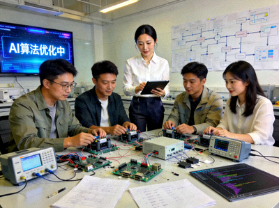 爱游戏体育平台首席技术官李思颖在技术实验室指导团队研发的工作照片