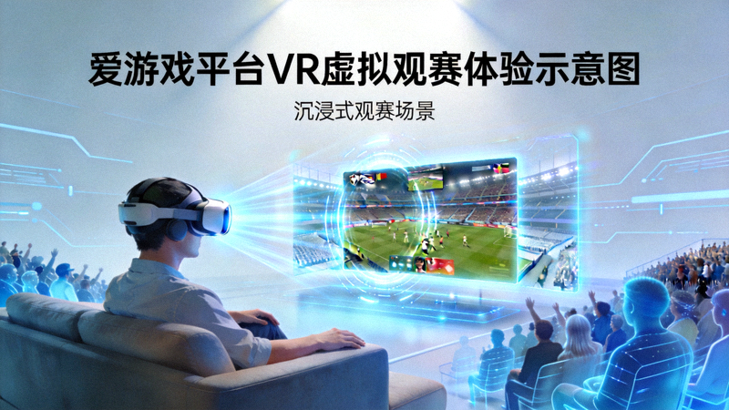 爱游戏平台VR虚拟观赛体验示意图 - 用户佩戴VR设备沉浸式观赛