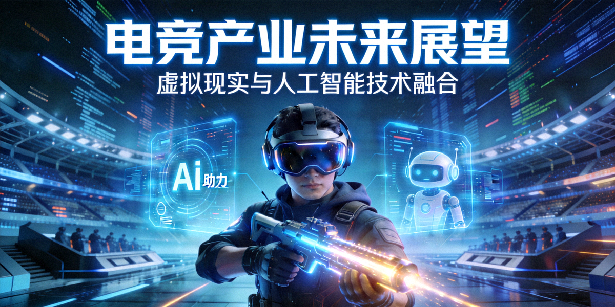 电竞产业未来展望主视觉图 - 虚拟现实电竞与人工智能技术融合场景