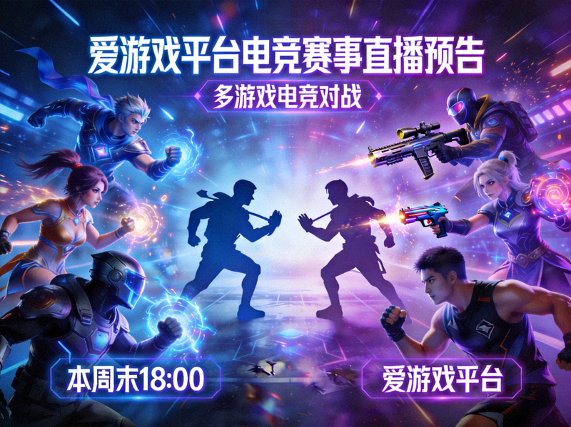 爱游戏平台电竞赛事直播预告主视觉图 - 多游戏电竞对战场景