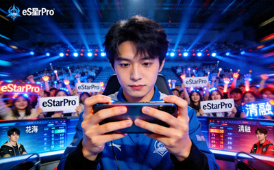 eStarPro王者荣耀战队选手比赛现场操作画面 - 武汉主场氛围热烈