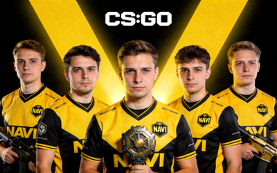 NAVI电子竞技俱乐部CS:GO分队经典阵容合影 - 黄黑配色队服