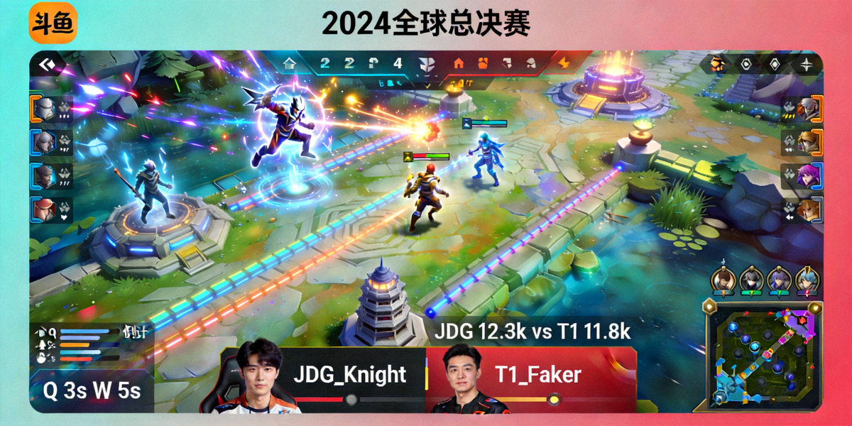 2024英雄联盟全球总决赛直播画面截图 - 比赛进行中的游戏界面