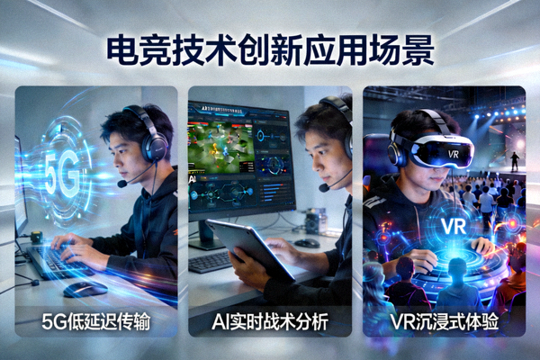 电竞技术创新应用场景 - 展示5G、AI、VR等技术在电竞赛事中的实际应用