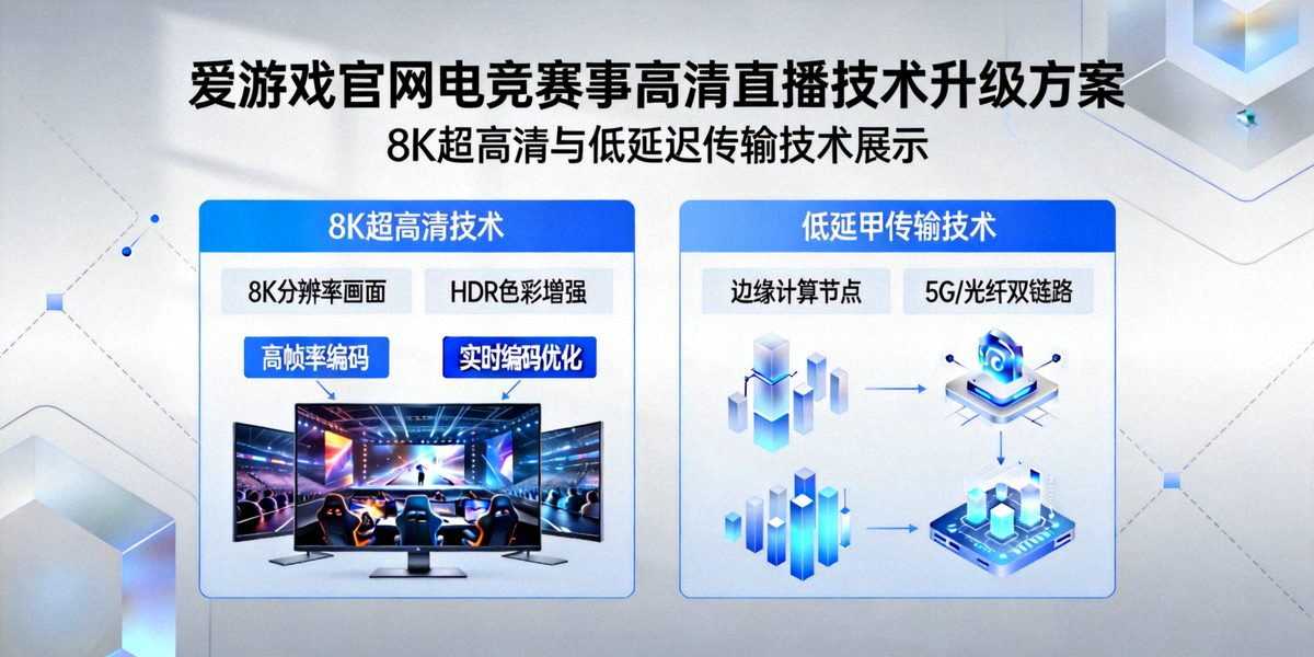 爱游戏官网电竞赛事高清直播技术升级方案概念图 - 8K超高清与低延迟传输技术展示